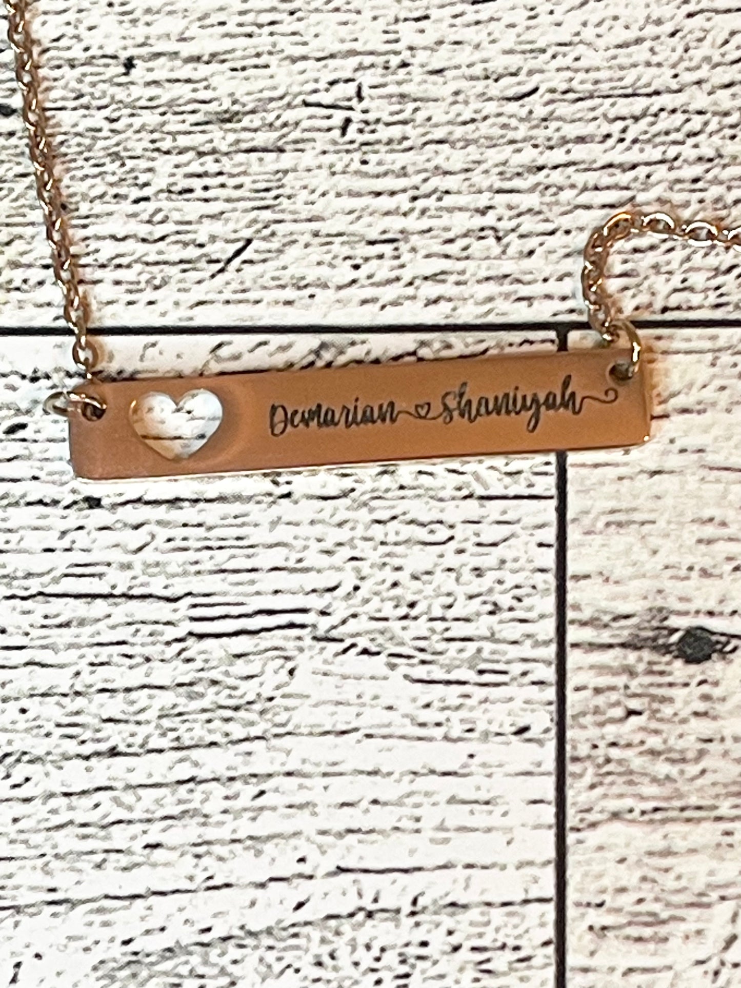 Personalized Heart Bar Necklace | Custom Engraved Stainless Steel Gift