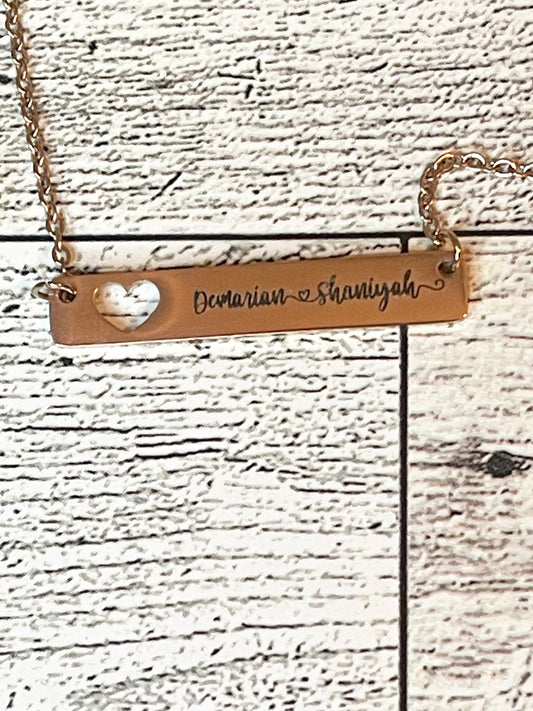 Personalized Heart Bar Necklace | Custom Engraved Stainless Steel Gift Personalized Heart Bar Necklace | Custom Engraved Stainless Steel Gift