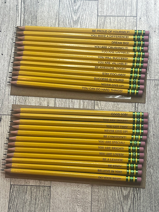 Positive Affirmation Engraved Pencils | Custom Laser-Engraved Pencils for Kids Positive Affirmation Engraved Pencils | Custom Laser-Engraved Pencils for Kids