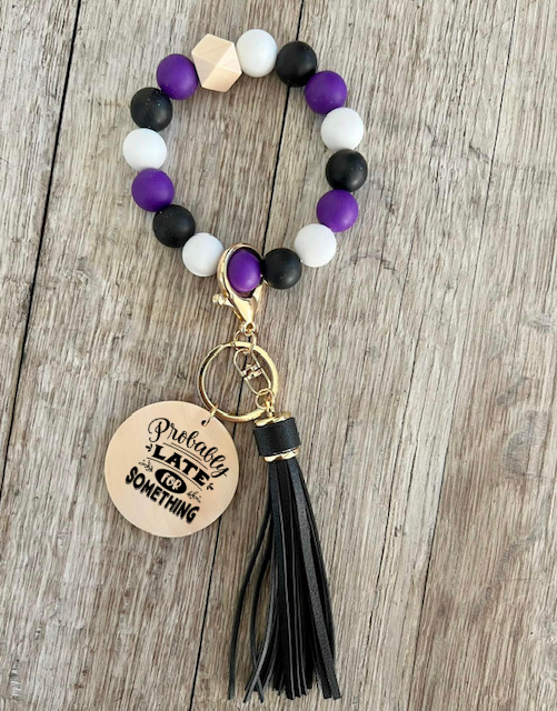 Purple Black and White Wristlet Purple Black and White Wristlet