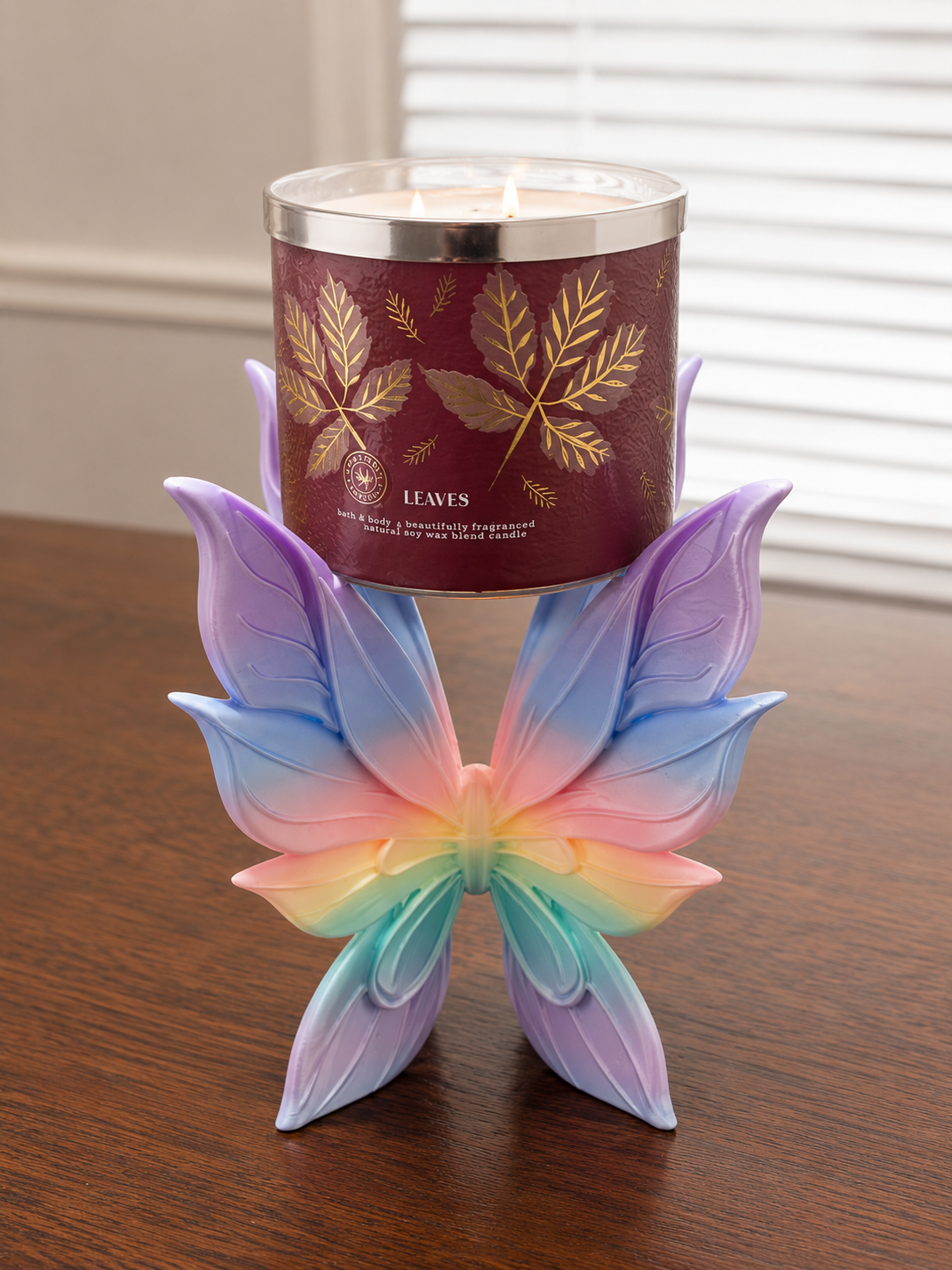 3D Printed 3-Wick Candle Holder Stand | Butterfly, Fairy Wings & Angel Wings