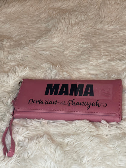 Engraved Leatherette Wallet with Strap