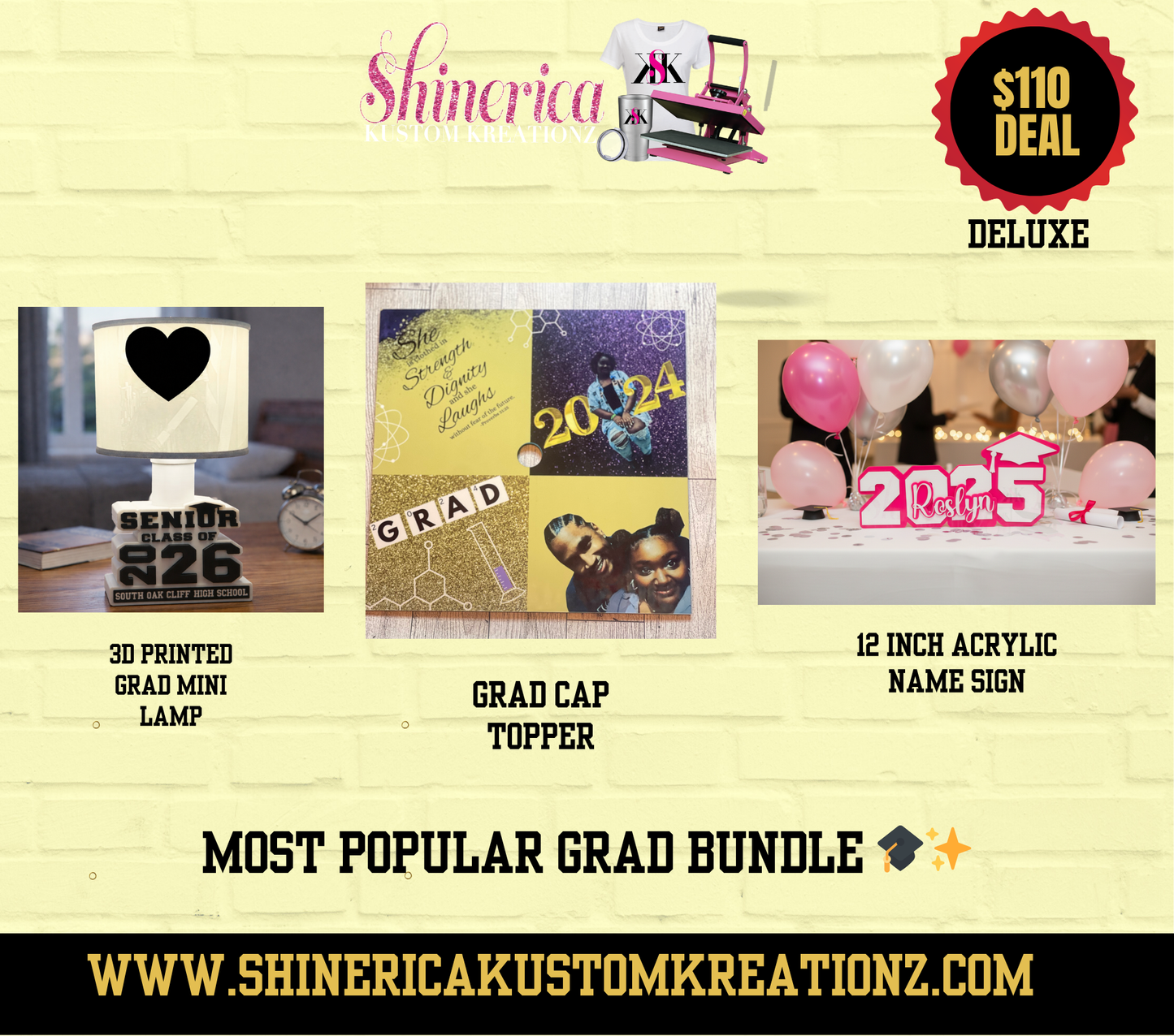 Graduation Party Bundle 2026 | Custom Grad Lamp, Name Sign & Personalized Gift Set