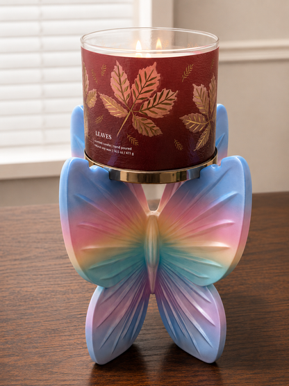 3D Printed 3-Wick Candle Holder Stand | Butterfly, Fairy Wings & Angel Wings