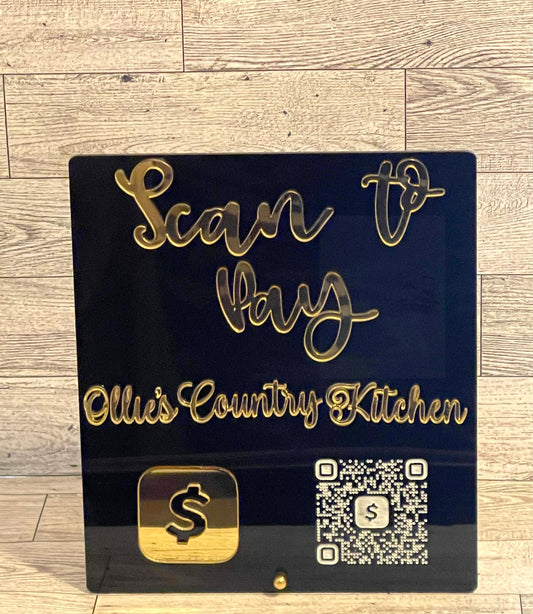Custom QR Code Sign | Scan to Pay & Social Media Acrylic Sign for Businesses