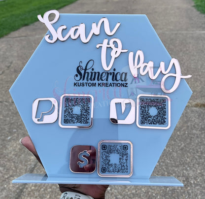 Custom QR Code Sign | Scan to Pay & Social Media Acrylic Sign for Businesses