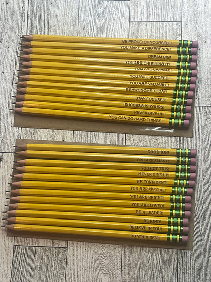 Positive Affirmation Engraved Pencils | Custom Laser-Engraved Pencils for Kids