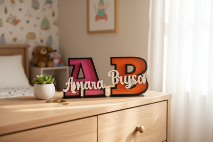 Personalized Wooden Letter Bank – Dresser Lifestyle Mockup