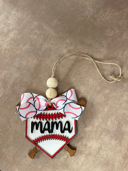 Baseball Car Charm | Personalized Wood Car Charm for Baseball Fans