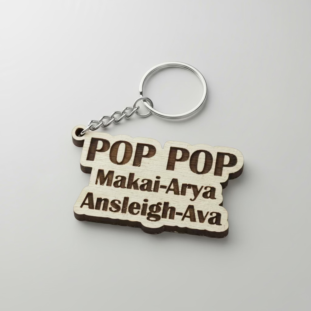 Custom Engraved Dad Keychain Personalized with Kids Names