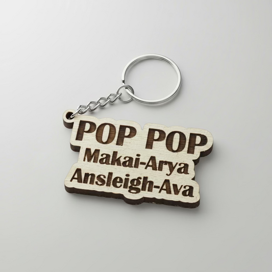 Custom Engraved Dad Keychain Personalized with Kids Names