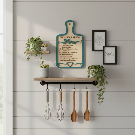 Recipe For A Special Mom – Handcrafted Wood Sign Gift for Mom & Grandma
