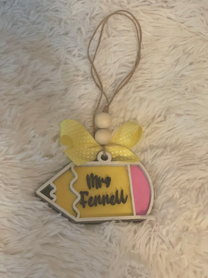 Teacher Car Charm | Custom Wood Car Charm for Teachers & Educators