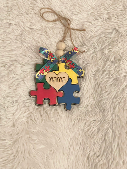 Autism Awareness Car Charm | Custom Wood Car Charm in Heart, Be Kind & Puzzle Styles
