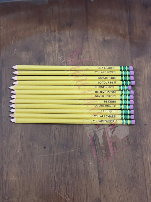 Positive Affirmation Engraved Pencils | Custom Laser-Engraved Pencils for Kids
